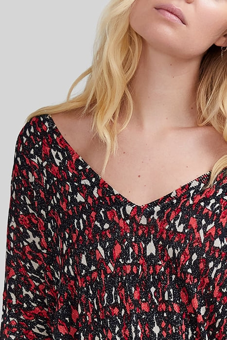 BLACK FINE KNIT SWEATER WITH IKAT PRINT 5