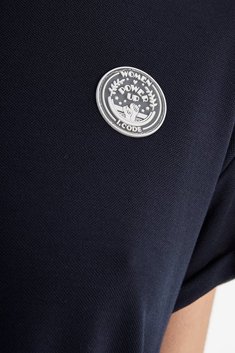 NAVY PIQUE KNIT TOP WITH PLEATED BACK 7