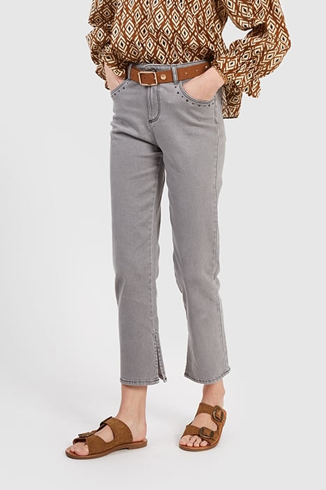 GREY STRAIGHT JEANS WITH EMBROIDERED POCKETS 1