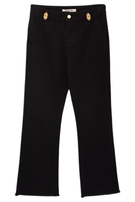 BLACK FLARED JEANS, METAL DOUBLE HEART BELT LOOPS 4