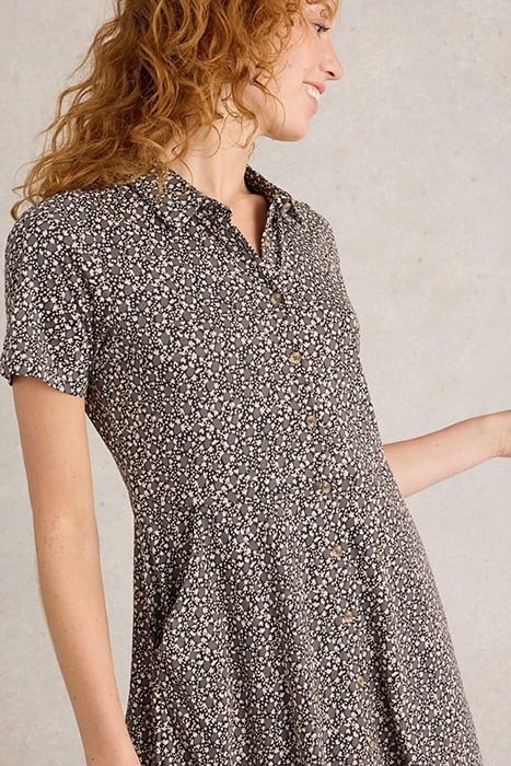 RUA JERSEY SHIRT DRESS BLACK PRINT 6