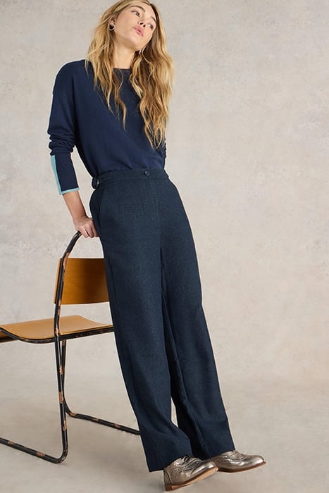 UNA TWEEDY WIDE LEG TROUSER NAVY MULTI 4