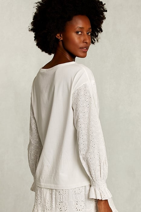 OFF WHITE T-SHIRT LONG SLEEVES BRODERIE ANGLAISE WHITE 2