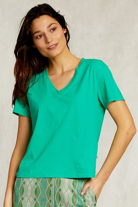 GREEN BASIC V-NECK T-SHIRT GREEN 1