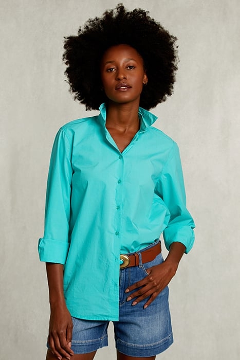 TURQUOISE UNI CENTERED BLOUSE GREEN 1