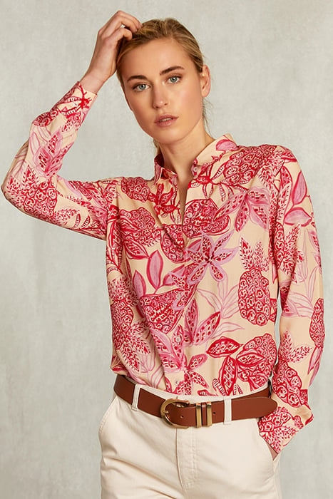 BEIGE/RED FLORAL BLOUSE LONG SLEEVES PINK 1