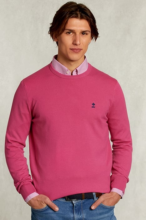 NORMAL FIT BASIC COTTON CREW NECK PULLOVER AMARANTH PINK 1