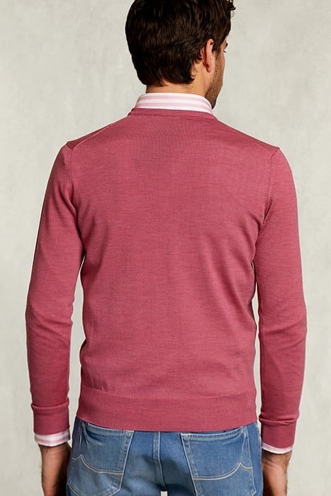 CUSTOM FIT MERINO V-NECK PULLOVER AMARANTH MIX PINK 2
