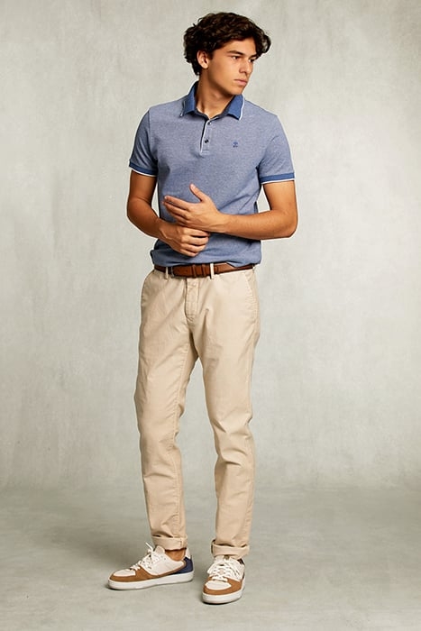 CUSTOM FIT COTTON POLO DARK MOMBASA MIX BLUE 3