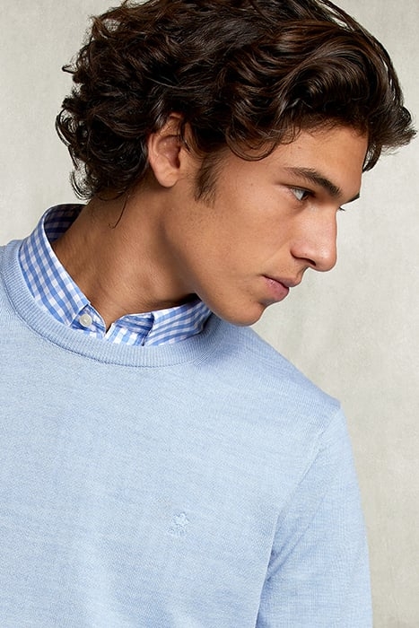 BASIC MERINO CREW NECK PULLOVER DOLPHIN MIX BLUE 4