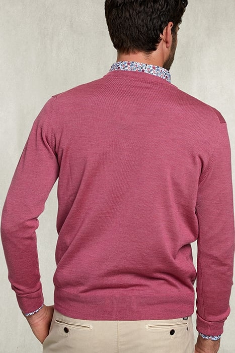 BASIC MERINO V-NECK PULLOVER DARK SUGAR PINK MIX PINK 2