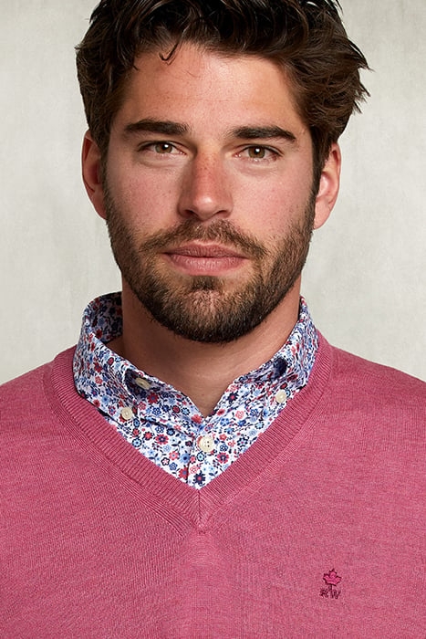 BASIC MERINO V-NECK PULLOVER DARK SUGAR PINK MIX PINK 3