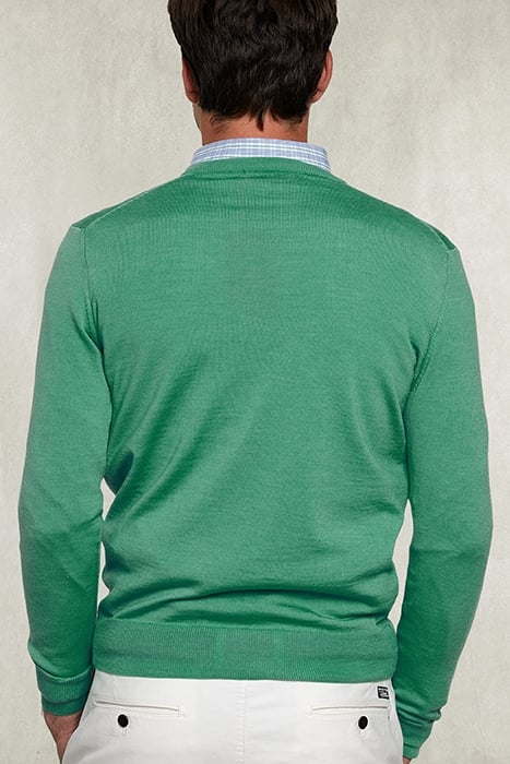 BASIC MERINO V-NECK PULLOVER MARGARITA MIX GREEN 2