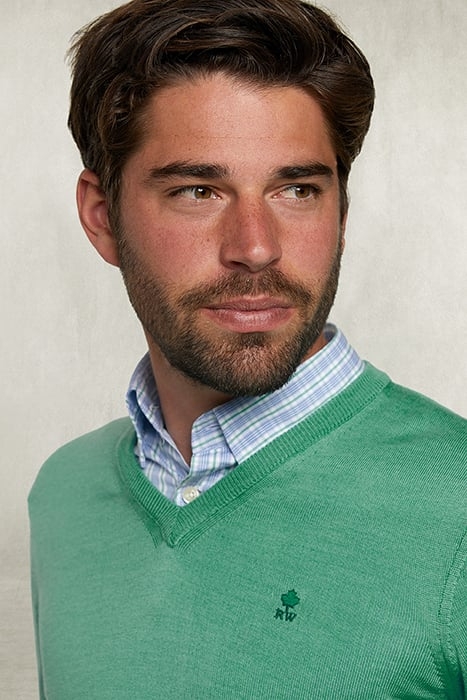 BASIC MERINO V-NECK PULLOVER MARGARITA MIX GREEN 3