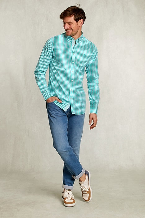 CUSTOM FIT CHECKED SHIRT WHITE/GREEN 3
