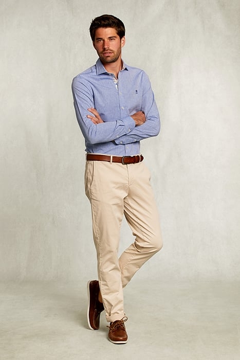 SLIM FIT COTTON-LINEN SHIRT BLUE BLUE 3