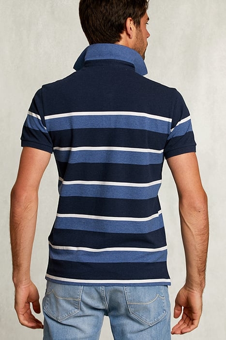 CUSTOM FIT STRIPED POLO INDIAN OCEAN MIX BLUE 2