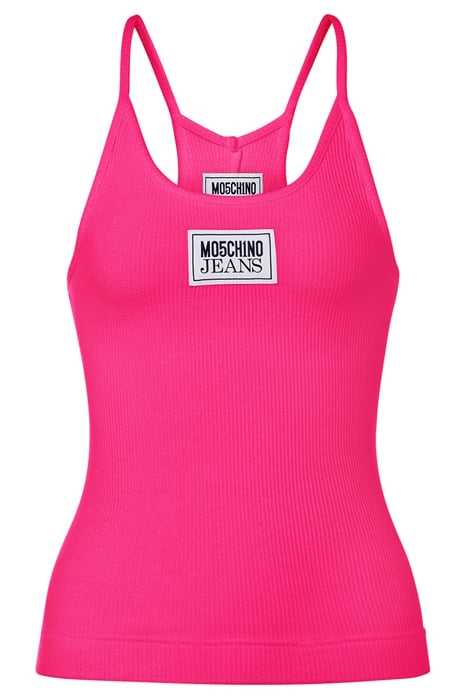 LOGO PATCH RIBBED COTTON TANK TOP PINK 3
