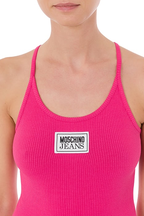 LOGO PATCH RIBBED COTTON TANK TOP PINK 4