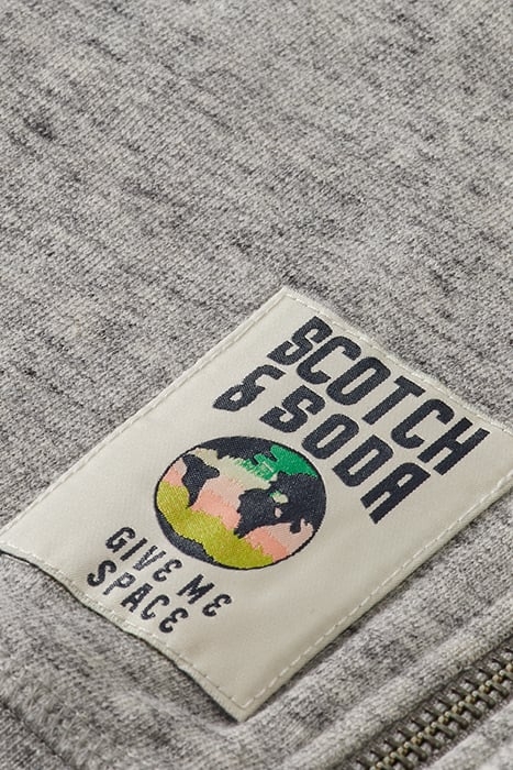 BOYS CONTRAST MELANGE CREWNECK SIDE-ZIP SWEATSHIRT GREY MELA 8