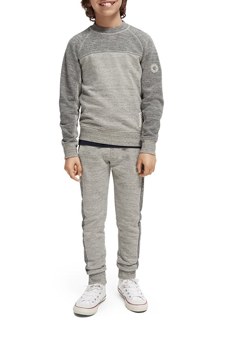 BOYS CONTRAST MELANGE CREWNECK SIDE-ZIP SWEATSHIRT GREY MELA 3
