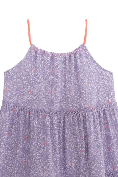 GIRLS' LILAC DRESS, CUBAN EARTHENWARE PRINT & NEON STRAPS 3