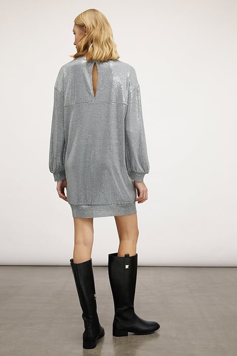 SHINY EFFECT PLUSH DRESS GREY 2