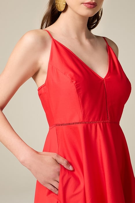 LONG SUMMER POPLIN DRESS RED 5