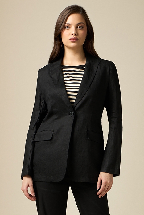 PURE LINEN BLAZER JACKET BLACK 1