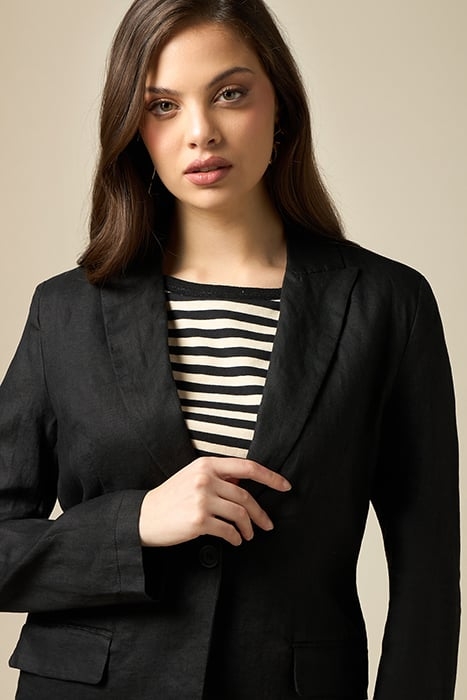 PURE LINEN BLAZER JACKET BLACK 4