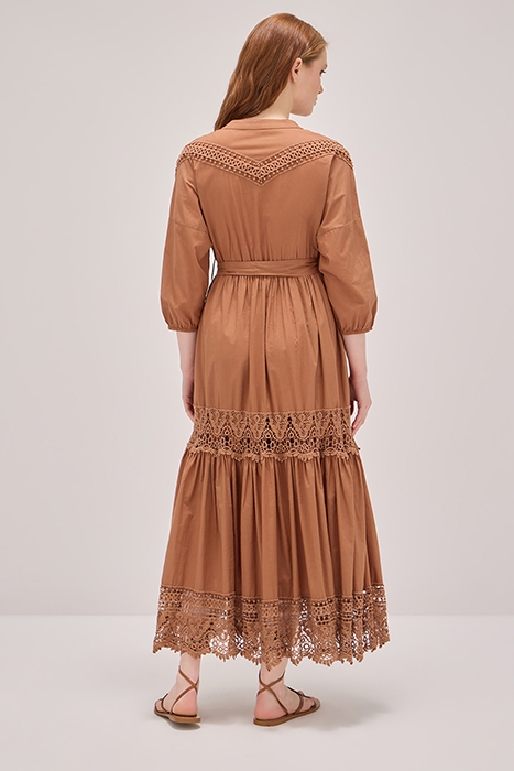 LONG DRESS WITH CROCHET INSERTS NATURAL 2