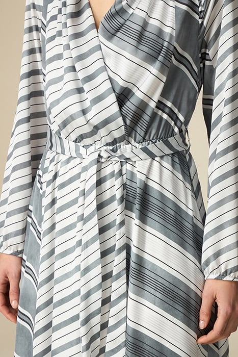 LONG PATTERNED SATIN DRESS GREY 5