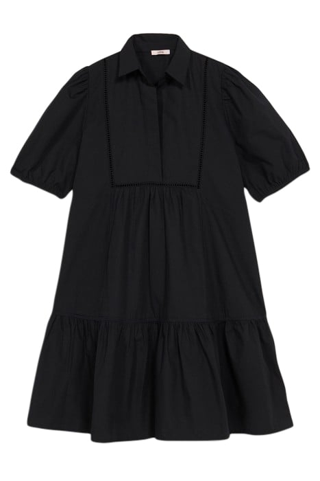 SHORT POPLIN DRESS WITH OPENWORK BLACK 3