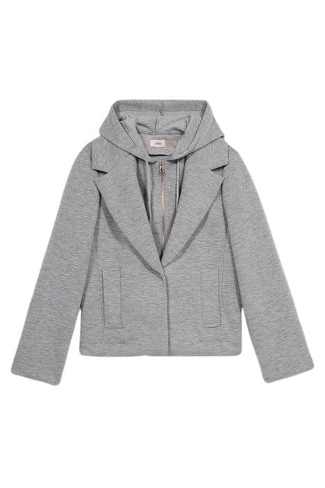SCUBA FABRIC COAT WITH HOOD GREY 3