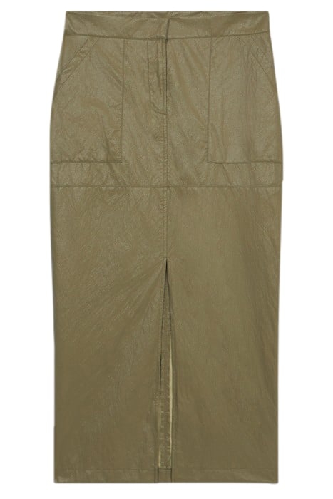 CRINKLED FABRIC MIDI PENCIL SKIRT GREEN 4