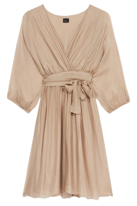 SHORT CROSSOVER SILK BLEND DRESS BEIGE 3
