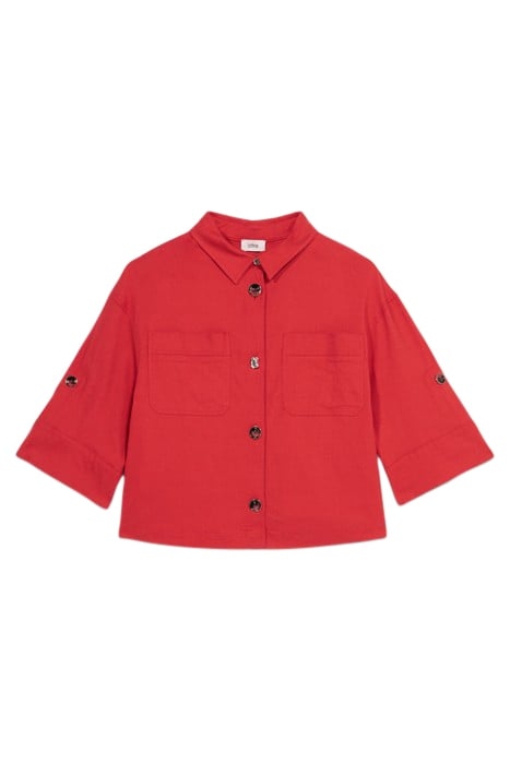 LINEN BLEND BOXY JACKET ORANGE 3