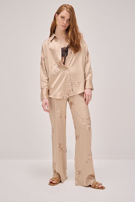SATIN TROUSERS WITH SEQUIN EMBROIDERY BEIGE 3