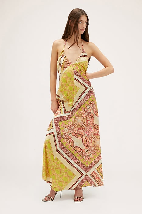 SCARF PATTERN SUMMER DRESS GREEN 1