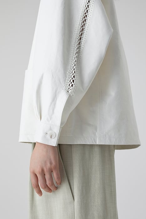 WHITE LEATHER JACKET WITH SEAMING DETAILS 6