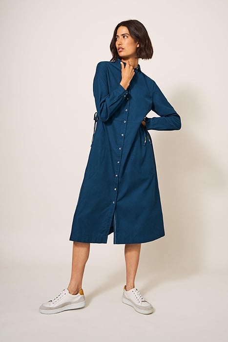 JADE CORD SHIRT DRESS DARK TEAL 1