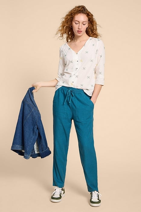 ELLE LINEN BLEND TROUSER MID TEAL 3