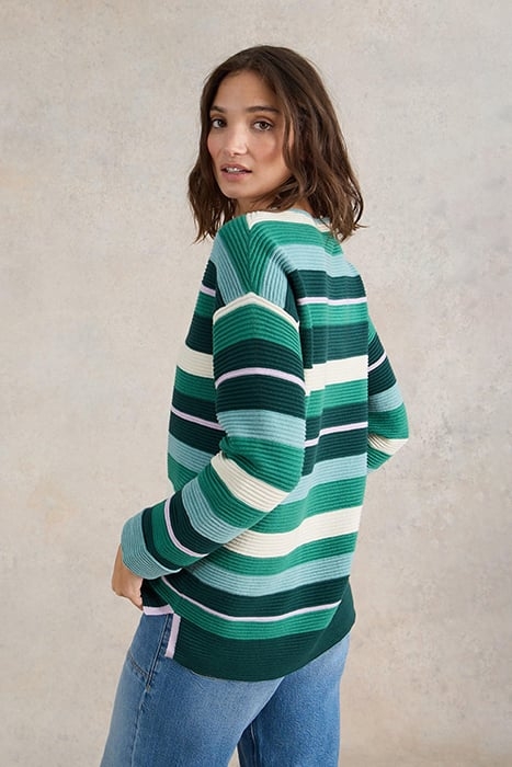 JANA STRIPE JUMPER GREEN MULTI 2