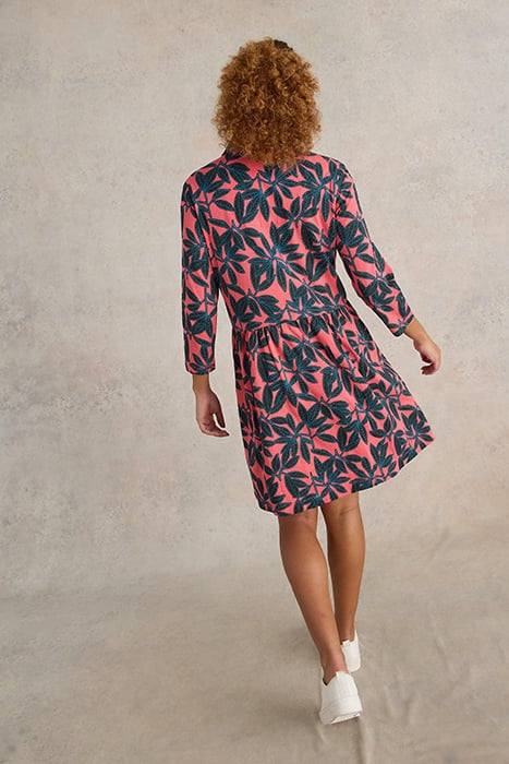 EVERLY JERSEY SHIRT DRESS RED PRINT 2
