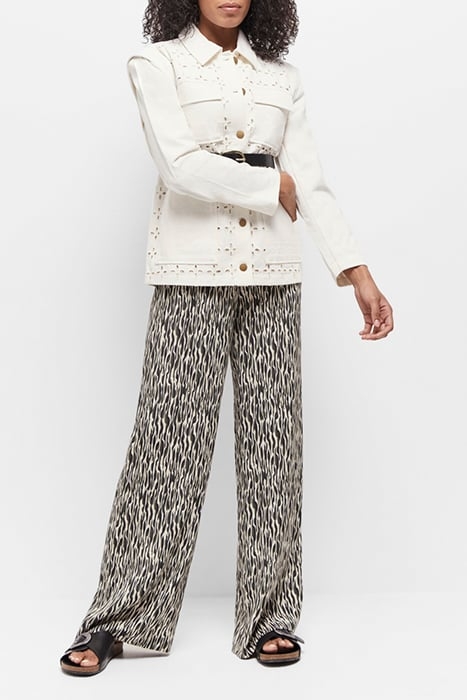 VIKKY - EMBROIDERED IVORY SAFARI JACKET WITH REMOVABLE SLEEV 1