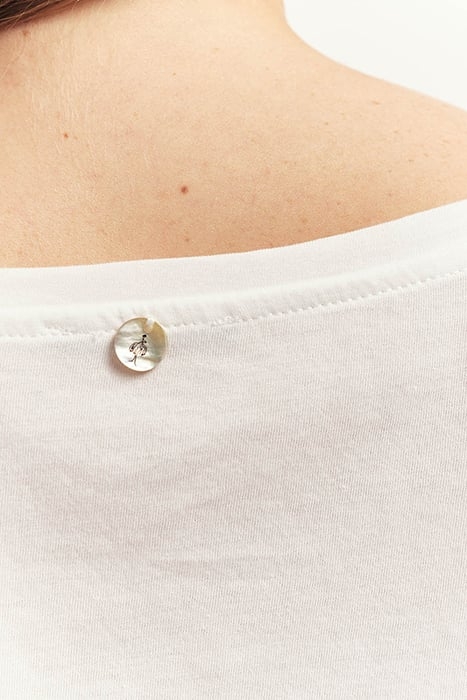 MARLON - ECRU ORGANIC COTTON T-SHIRT WITH GOLD GLITTER MESSA 2