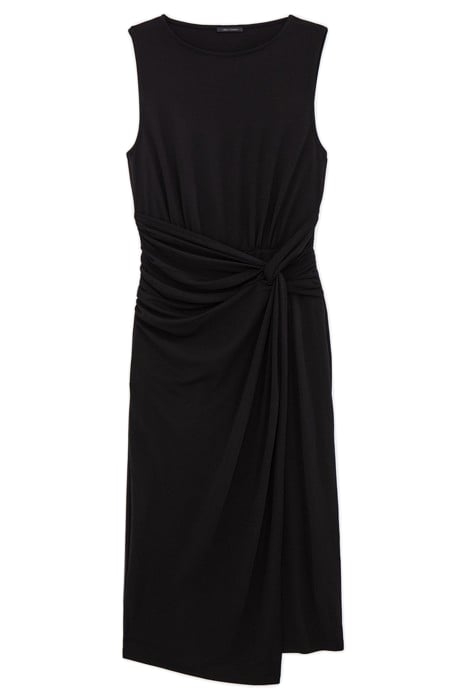BLACK RECYCLED KNIT DRAPED WRAP DRESS 3