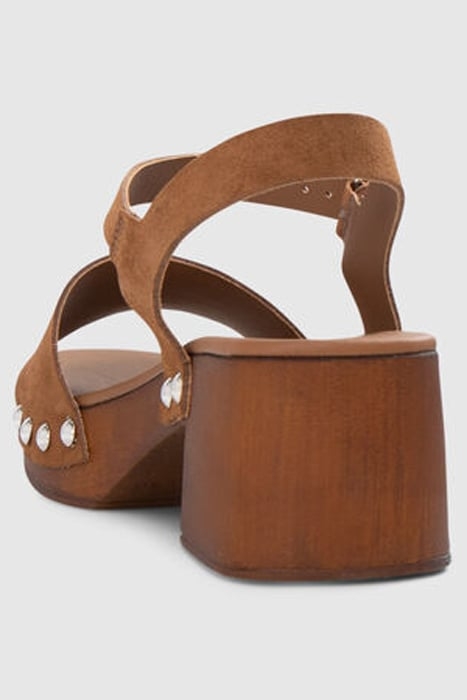 CAMEL SUEDE SANDALS WITH WOODEN HEELS 4