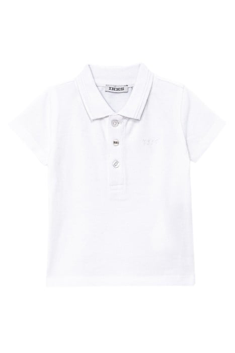 BABY BOYS’ WHITE ORGANIC COTTON POLO SHIRT, IKKS LOGO 1