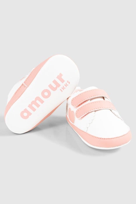 BABY GIRLS’ ECRU AND PINK TRAINERS WITH VELCRO 4